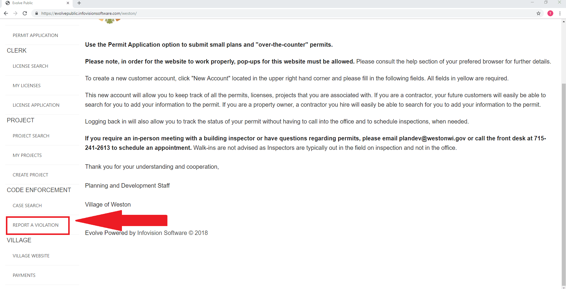 1 select report violation