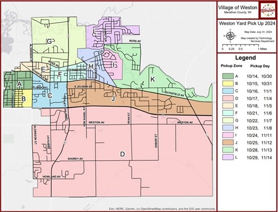 Fall Yard Material Pick-Up Map