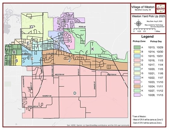 Fall Yard Material Pick-Up Map