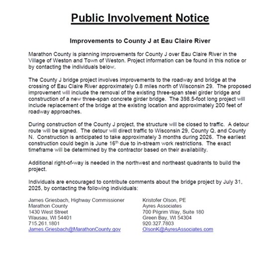 County J bridge over Eau Claire River