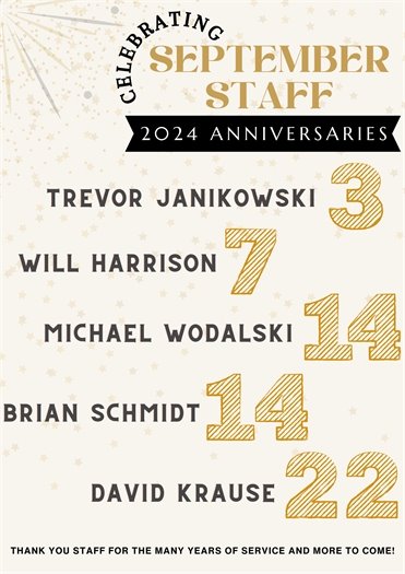 Staff Anniversaries