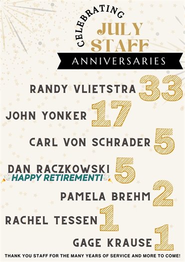 July Staff Anniversaries