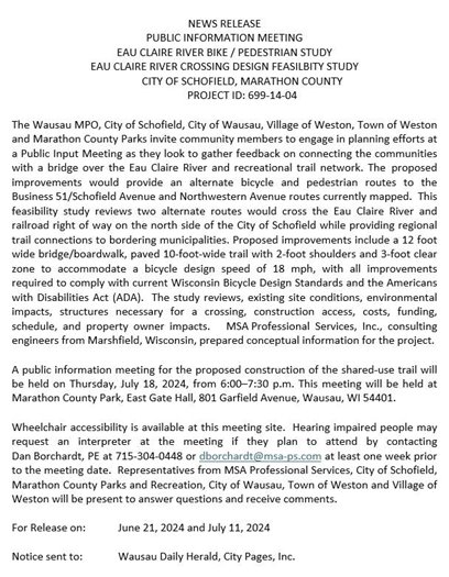 Eau Claire River Bike Ped Study