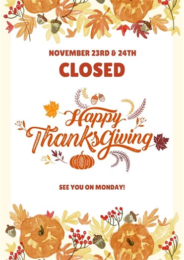 Closed November 23 & 24