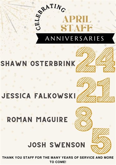 Staff Anniversaries