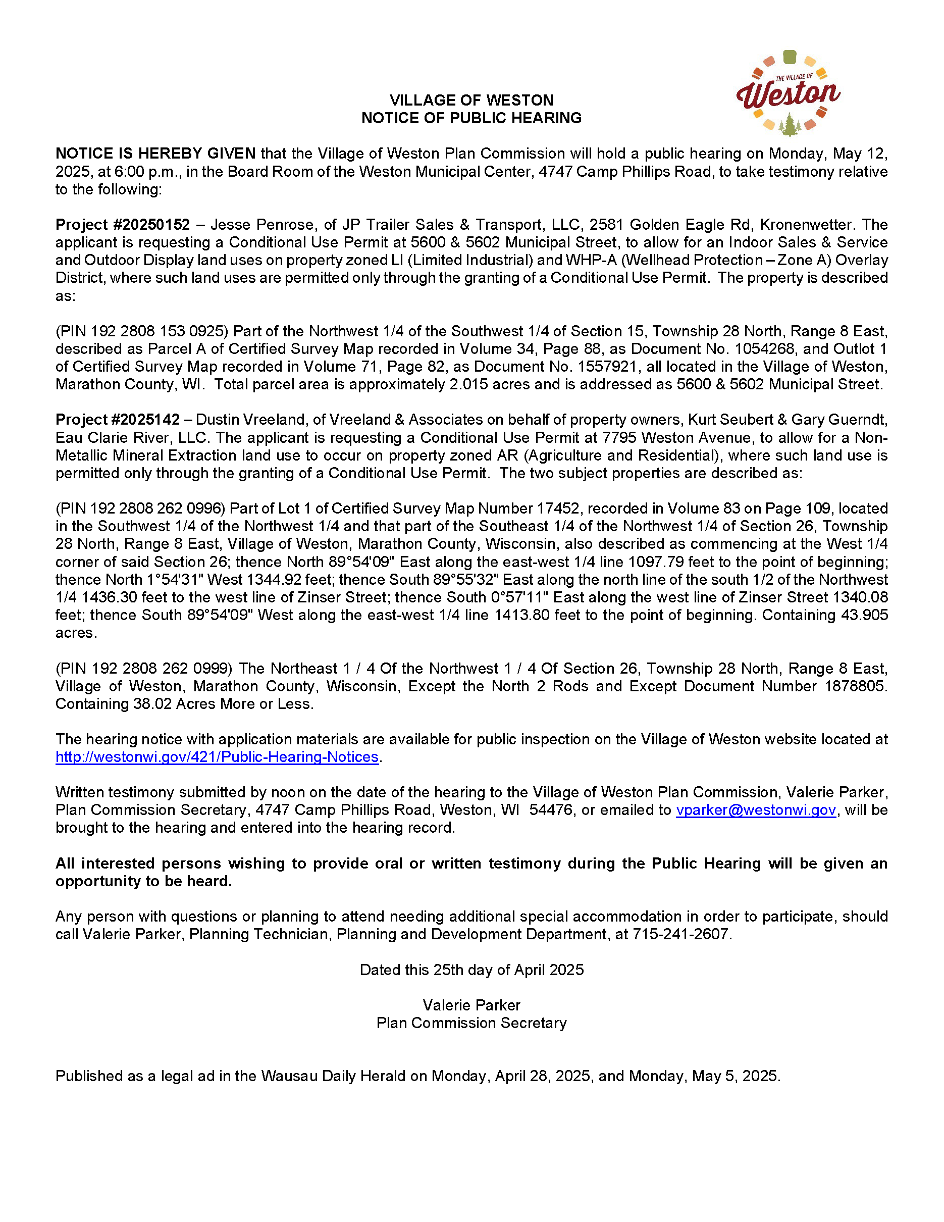 250512 Hearing Notice Village - PC CUP and NMM_Mailing