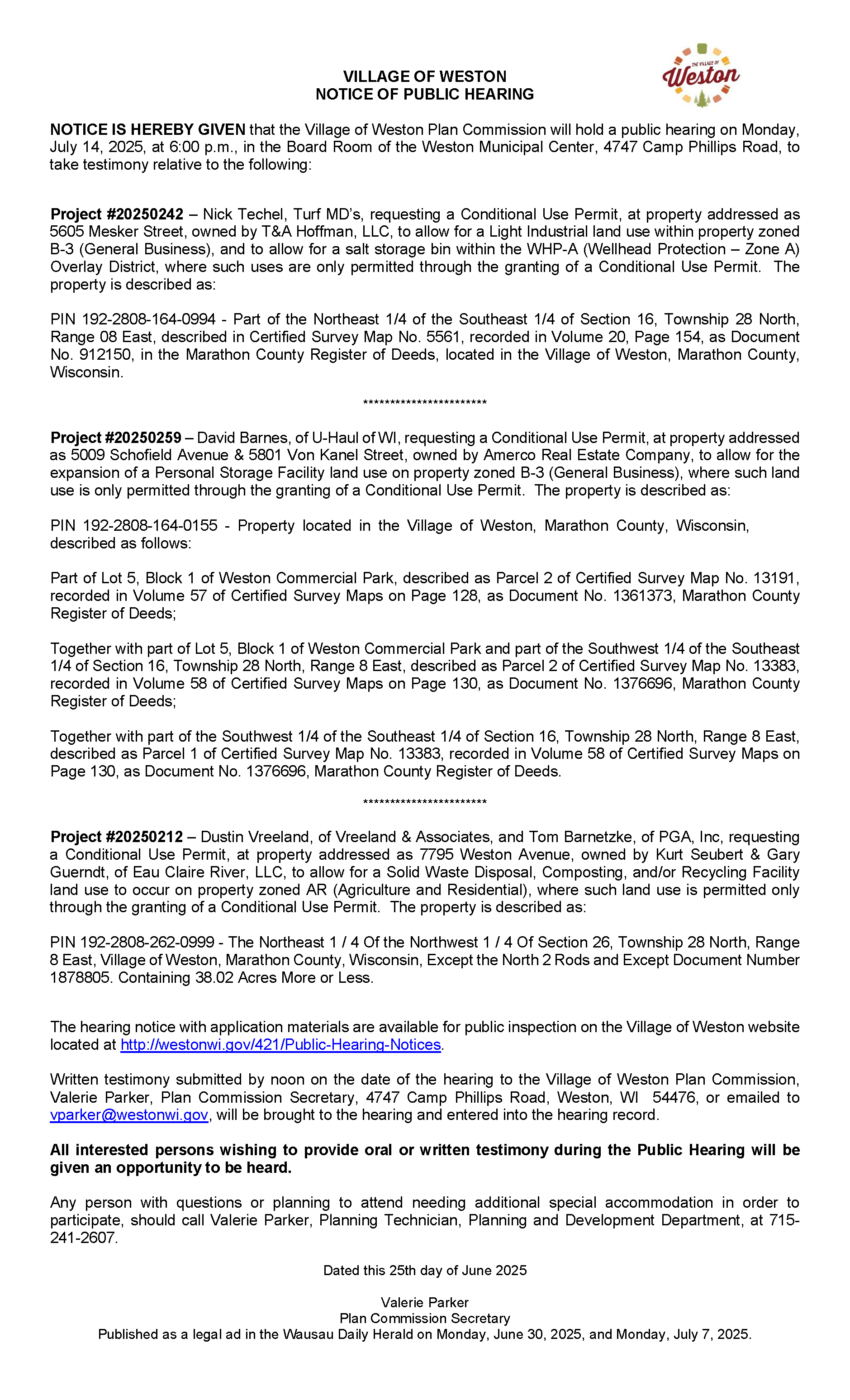 250714 Hearing Notice Village - PC CUP_Mailing