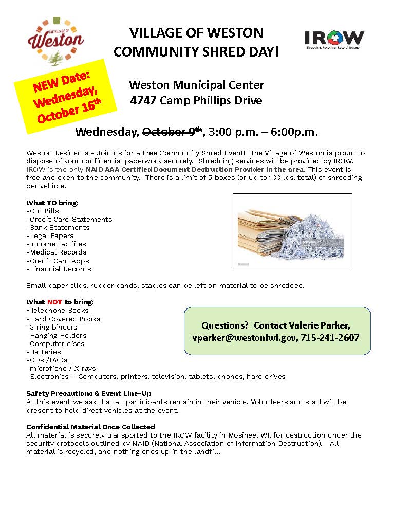 10-16-2024 Fall Paper Shredding Flyer